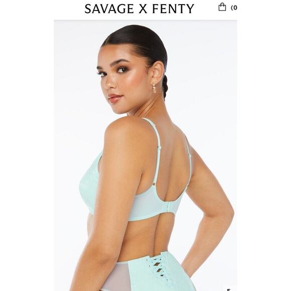 Savage X Fenty Queen of the Galaxy Bralette Size XL Laced Front Croc Print Date - Picture 2 of 11